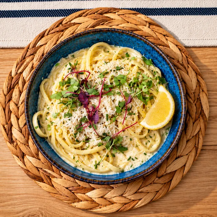 Creamy pasta with lemon and fresh herbs
